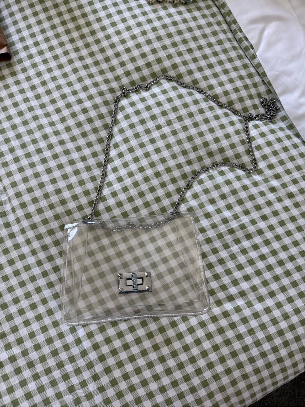 Clear Crossbody Bag with Silver Chain